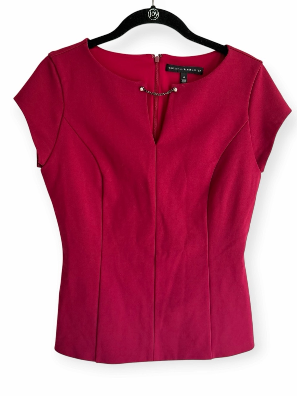 White House Black Market Fuchsia Cap-Sleeve Shell with Chain Accent